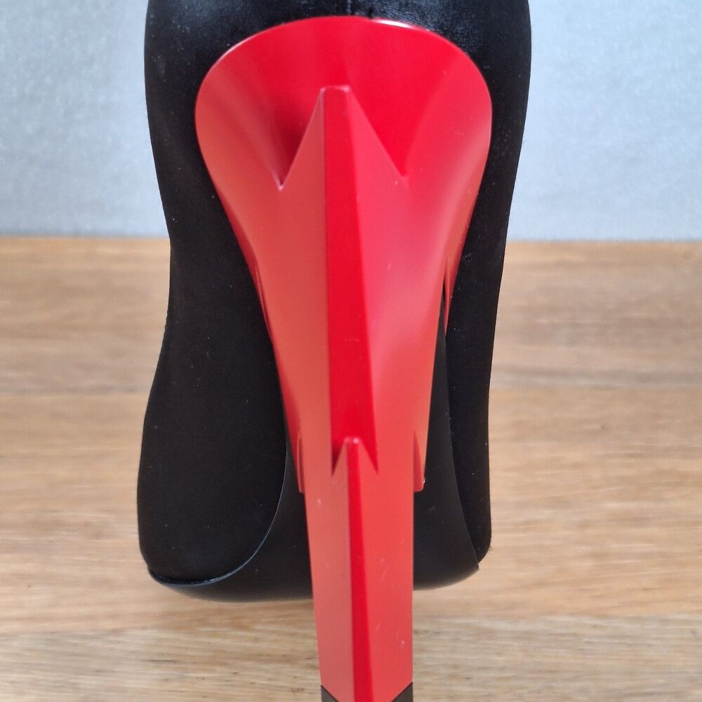 Prada *SINGLE SHOE* Satin Thunderbolt Heel Pump Women's EU 39 Red Black Italy - Picture 14 of 15